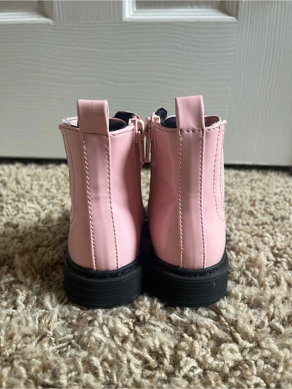 jumping beans Pink Glossy Lace-Up Kids Combat Boots